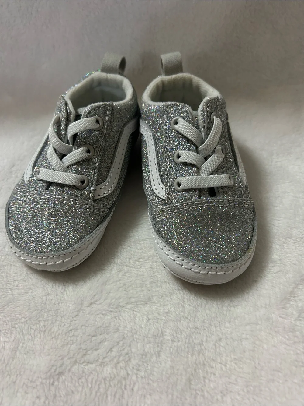 Vans Old Skool Crib 'Silver Glitter' Size 4.0